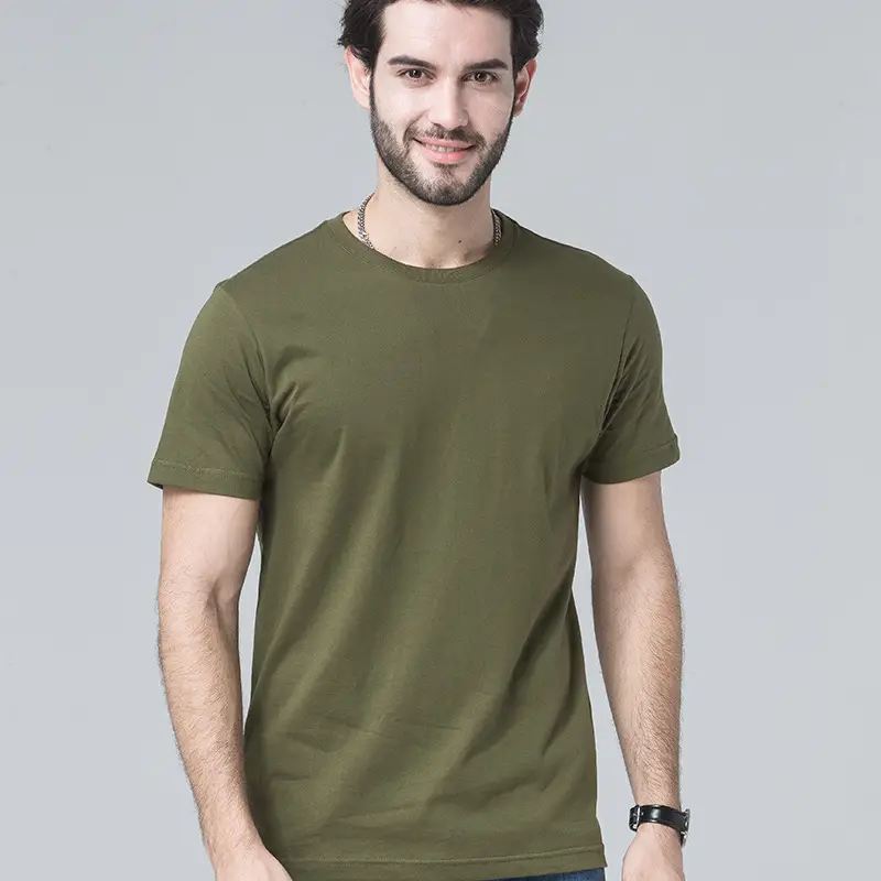 Men Olive Green Cotton T-Shirt Set Summer Casual - Image 23