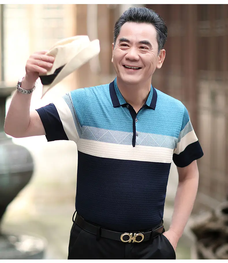 Dad's Ice Silk Polo Shirt Summer Middle-aged Men — feature 12