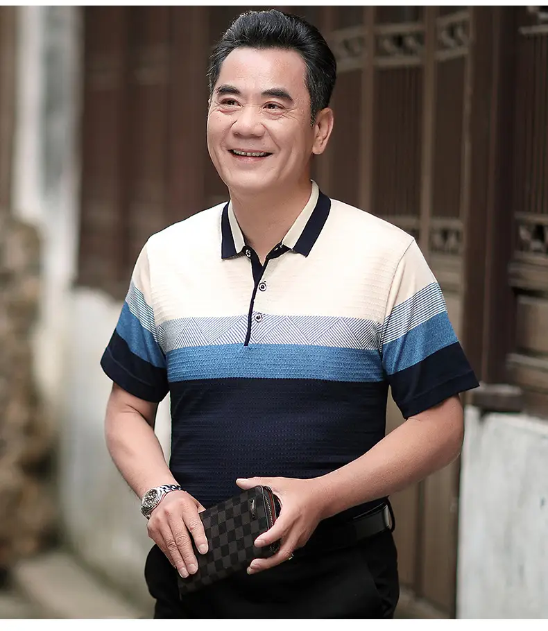 Dad's Ice Silk Polo Shirt Summer Middle-aged Men — feature 7
