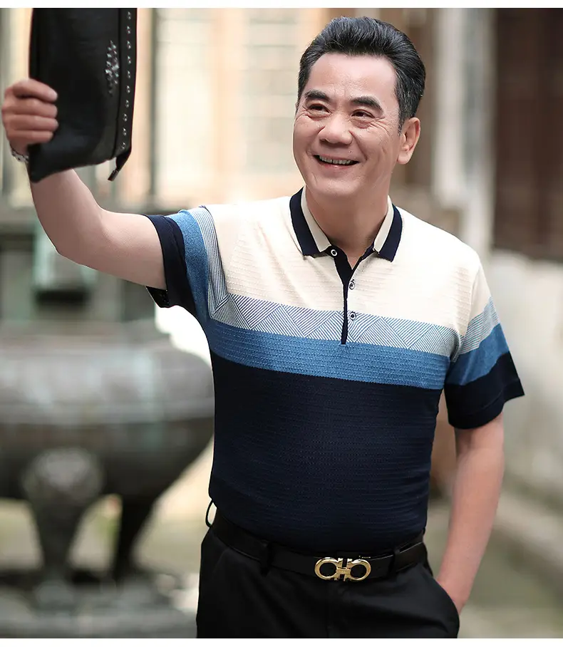 Dad's Ice Silk Polo Shirt Summer Middle-aged Men — feature 9