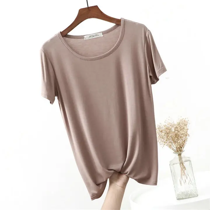Pink Loose Sleeve T-Shirt Round Neck Summer - Image 3