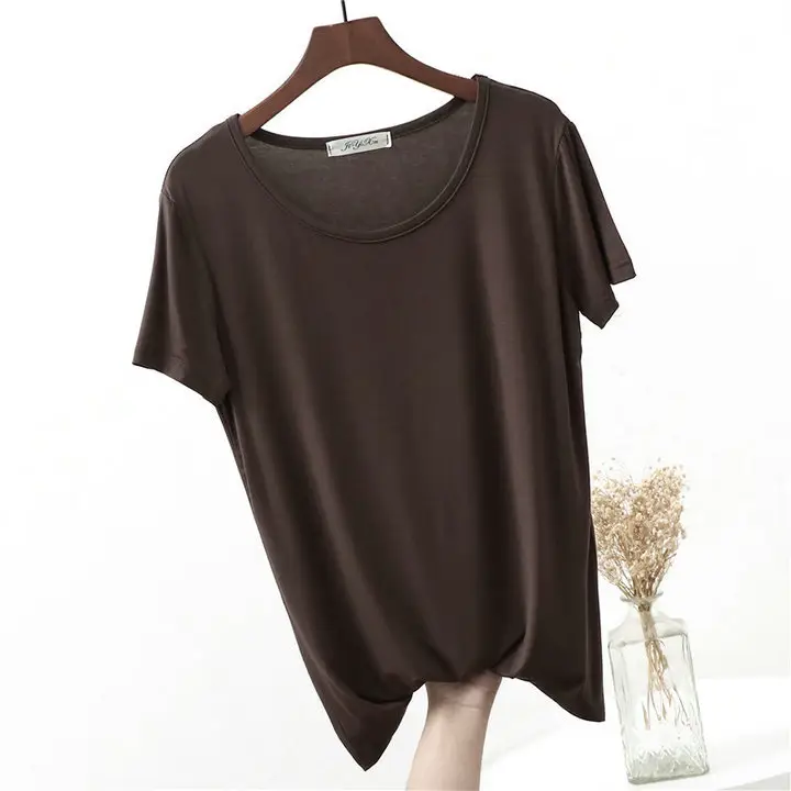 Pink Loose Sleeve T-Shirt Round Neck Summer - Image 9