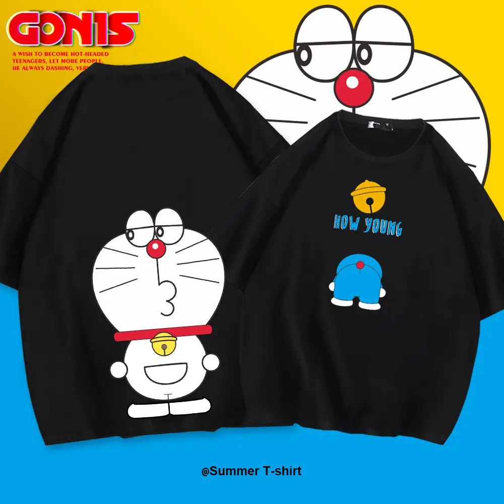 Doraemon Printed Cotton T-Shirt White Loose Fit - Image 7