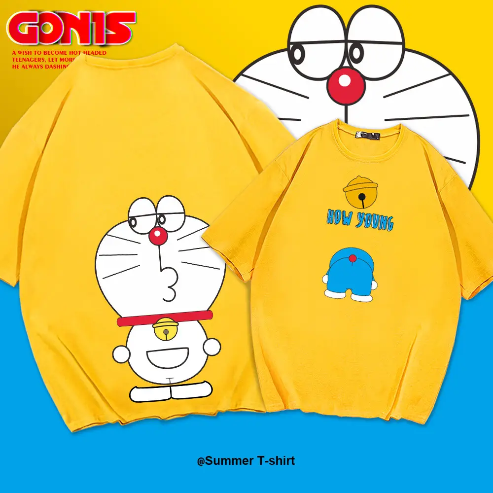 Doraemon Printed Cotton T-Shirt White Loose Fit - Image 9