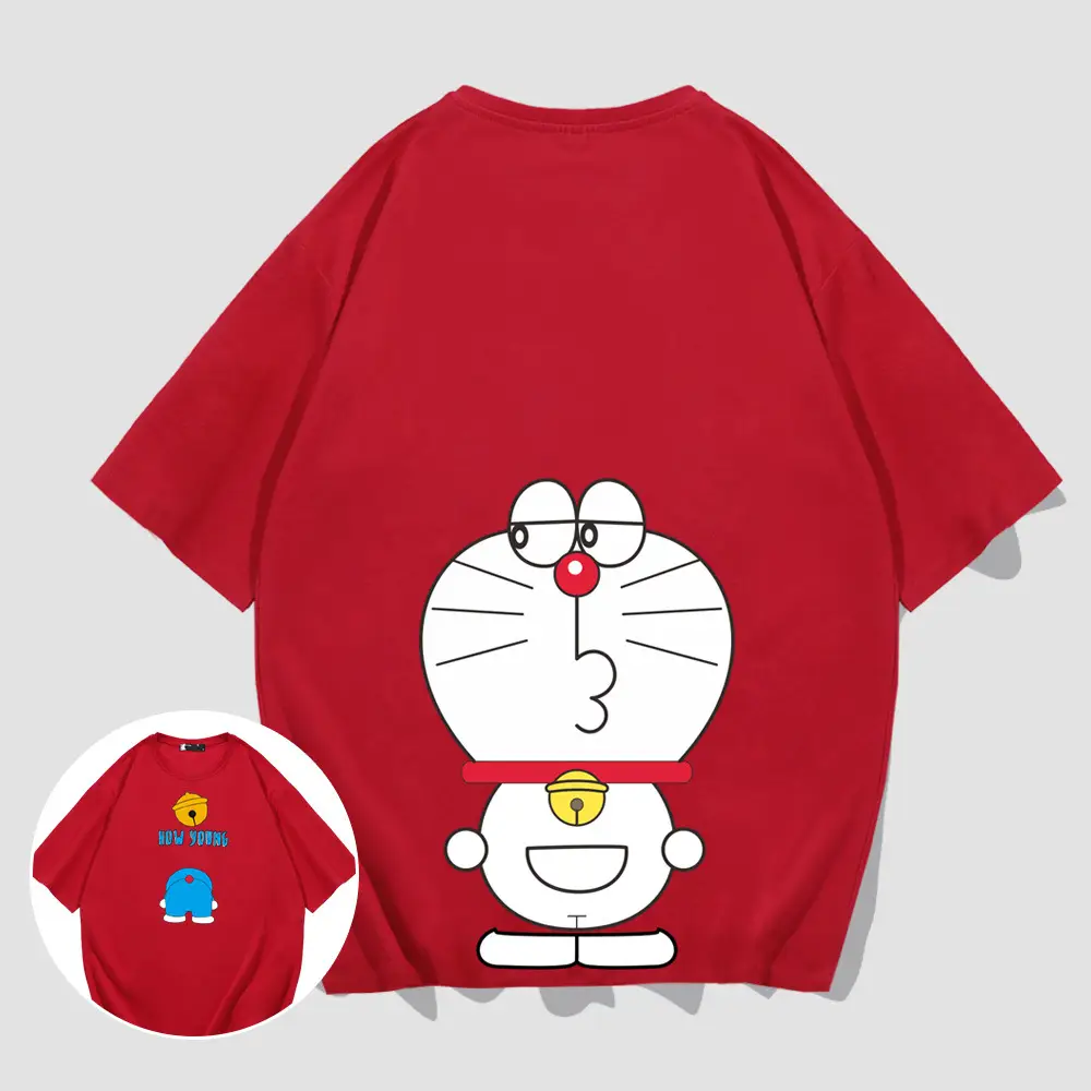 Doraemon Printed Cotton T-Shirt White Loose Fit - Image 4
