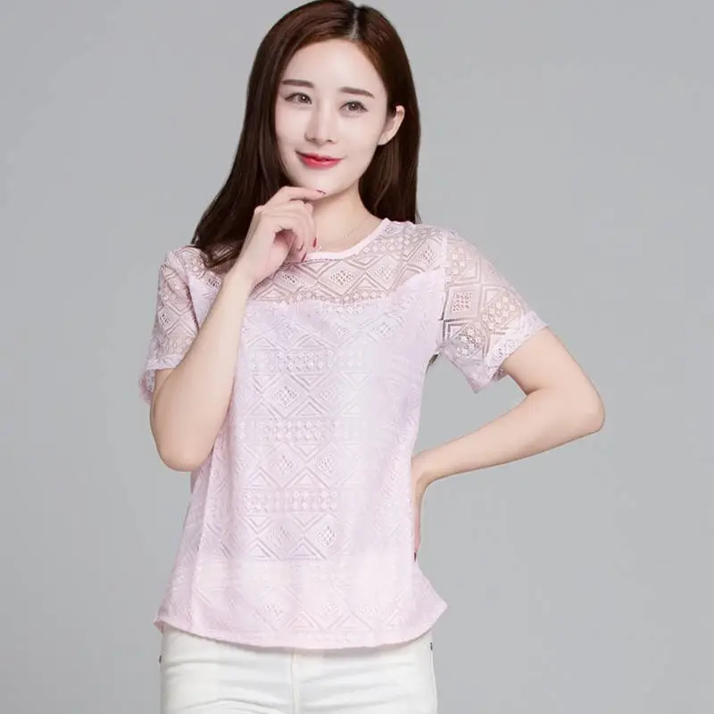 Black Lace Chiffon T-Shirt Women Slim Fit 2022
