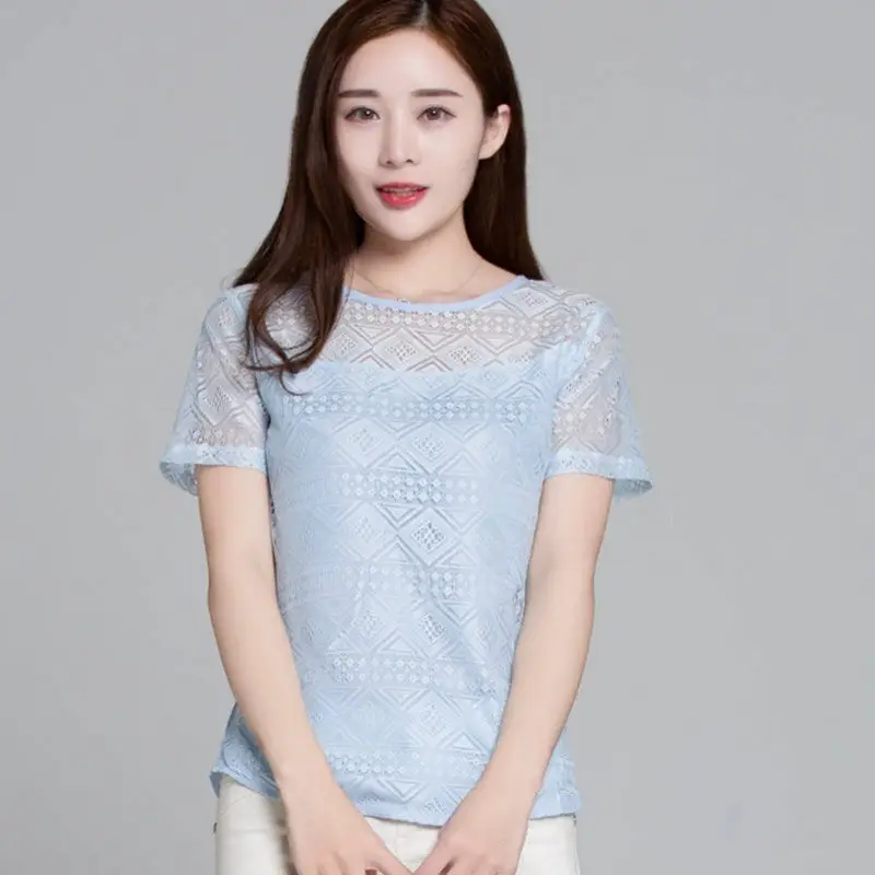 Black Lace Chiffon T-Shirt Women Slim Fit 2022