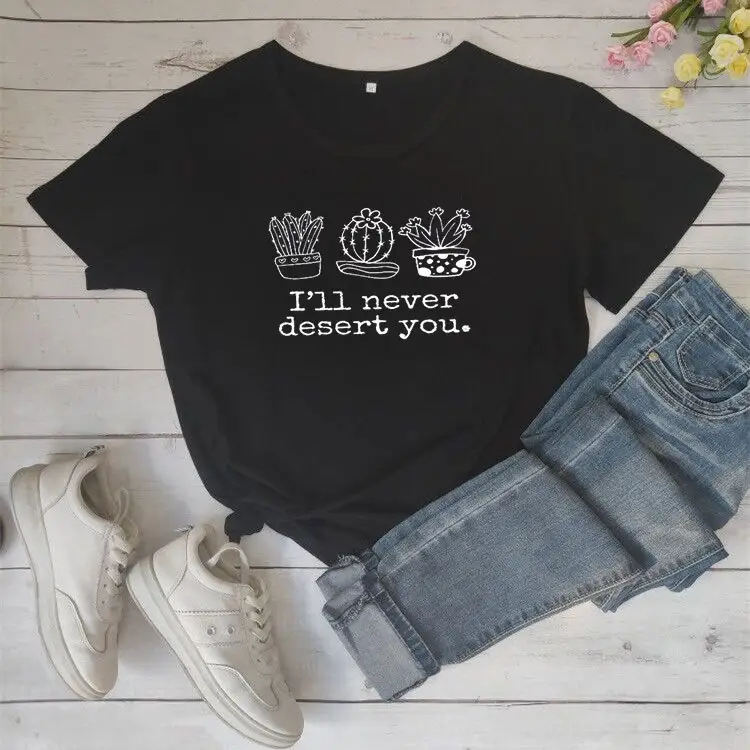Black T-Shirt I'Ll Never Desert You Crown Design - Image 2