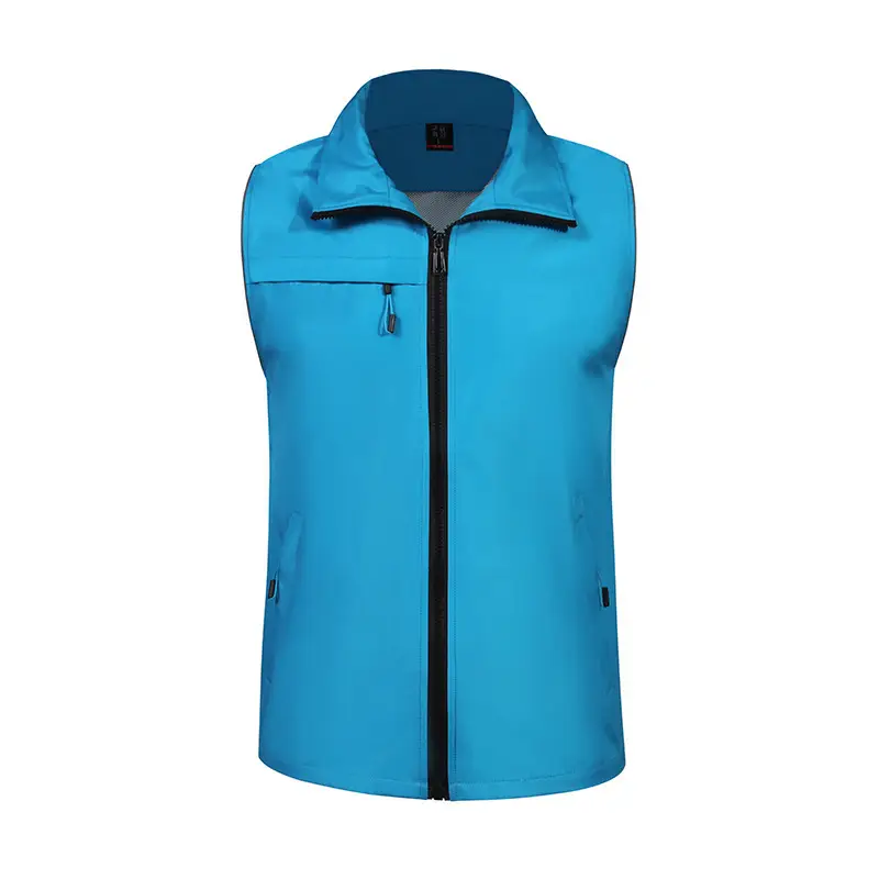 Blue Neoprene Sleeveless Vest with Zip Front - Image 6