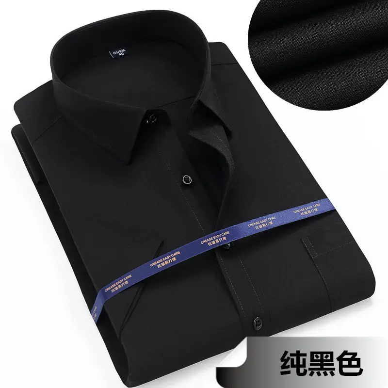 Pure White Thin Men's Short Sleeve Business Shirt - Image 16