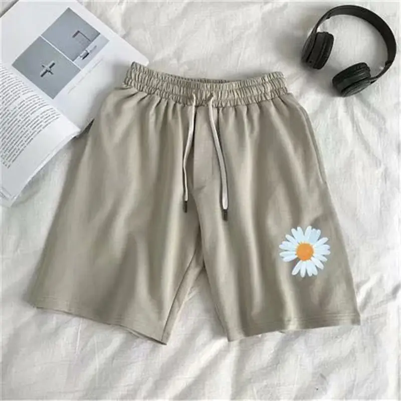 Green Daisy Print Casual Shorts for Men