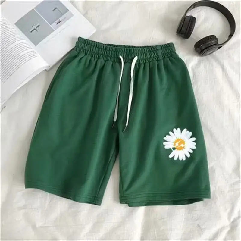 Green Daisy Print Casual Shorts for Men
