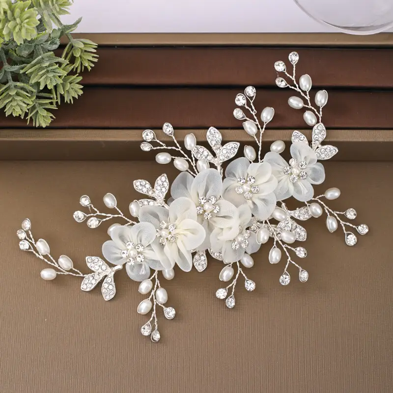 Korean Pearl Flower Hair Comb for Bride Wedding Hair Accessories - Image 4