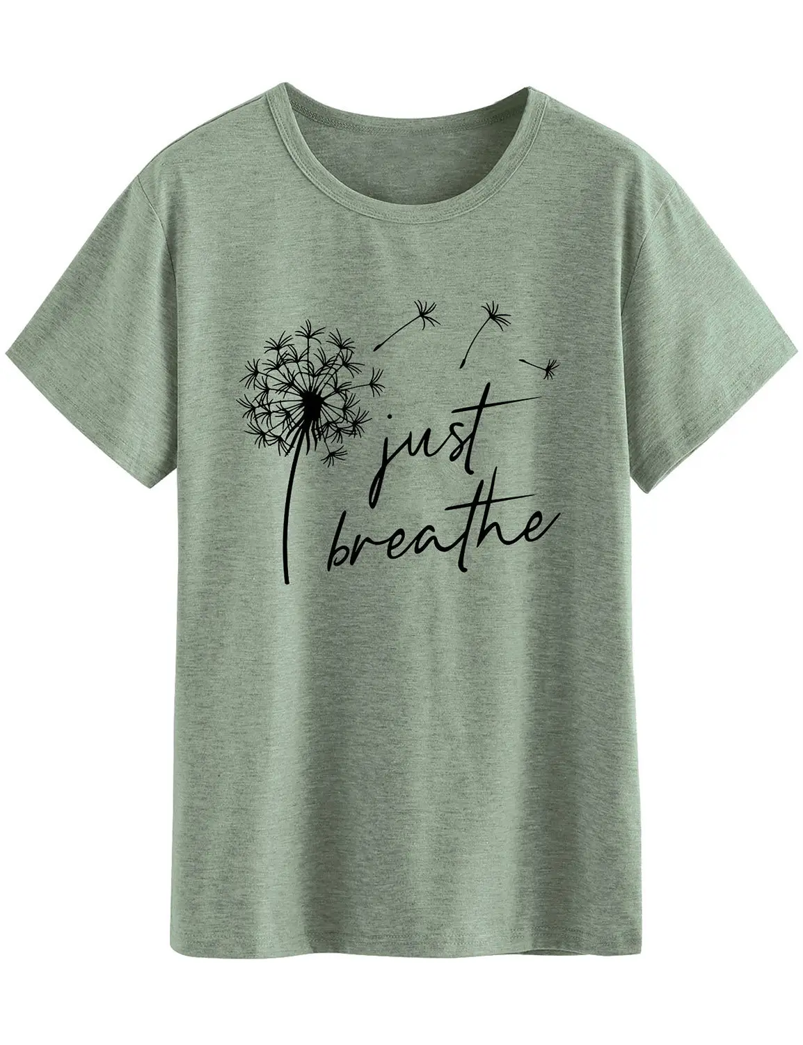 Just Breathe Dandelion Graphic T-Shirt Green - Image 2