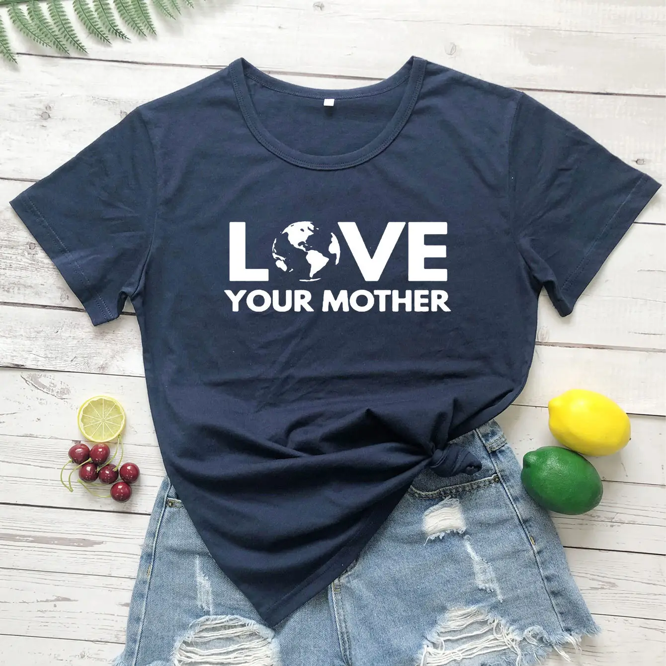 Love Your Mother T-Shirt Navy Blue Short Sleeve - Image 2