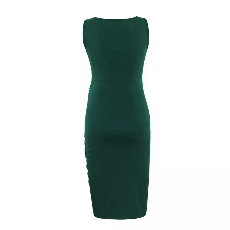Black Sexy Crewneck Hip Irregular Wrap Dress — feature 10