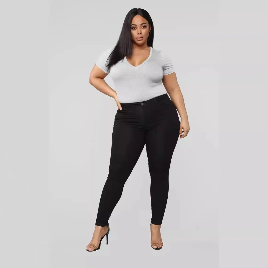 Plus Size Black Skinny Jeans for Women - Image 7