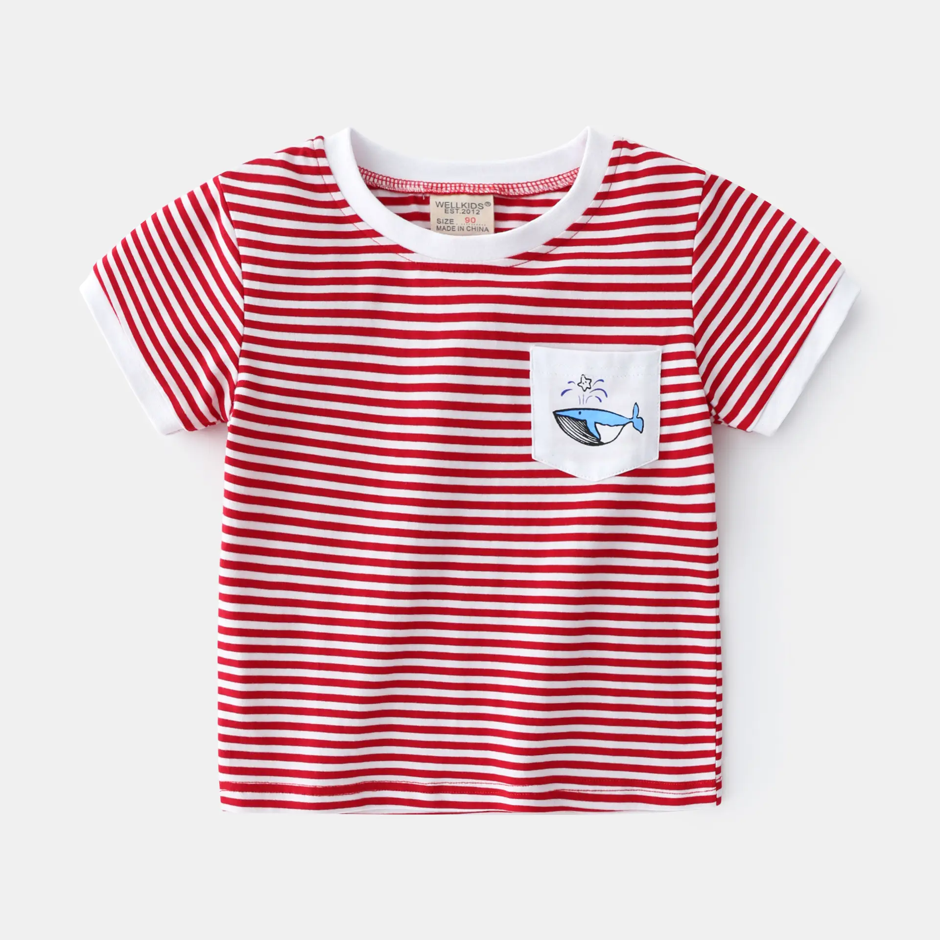 Boys Striped T-shirt Red White Striped Summer Wear - Image 5