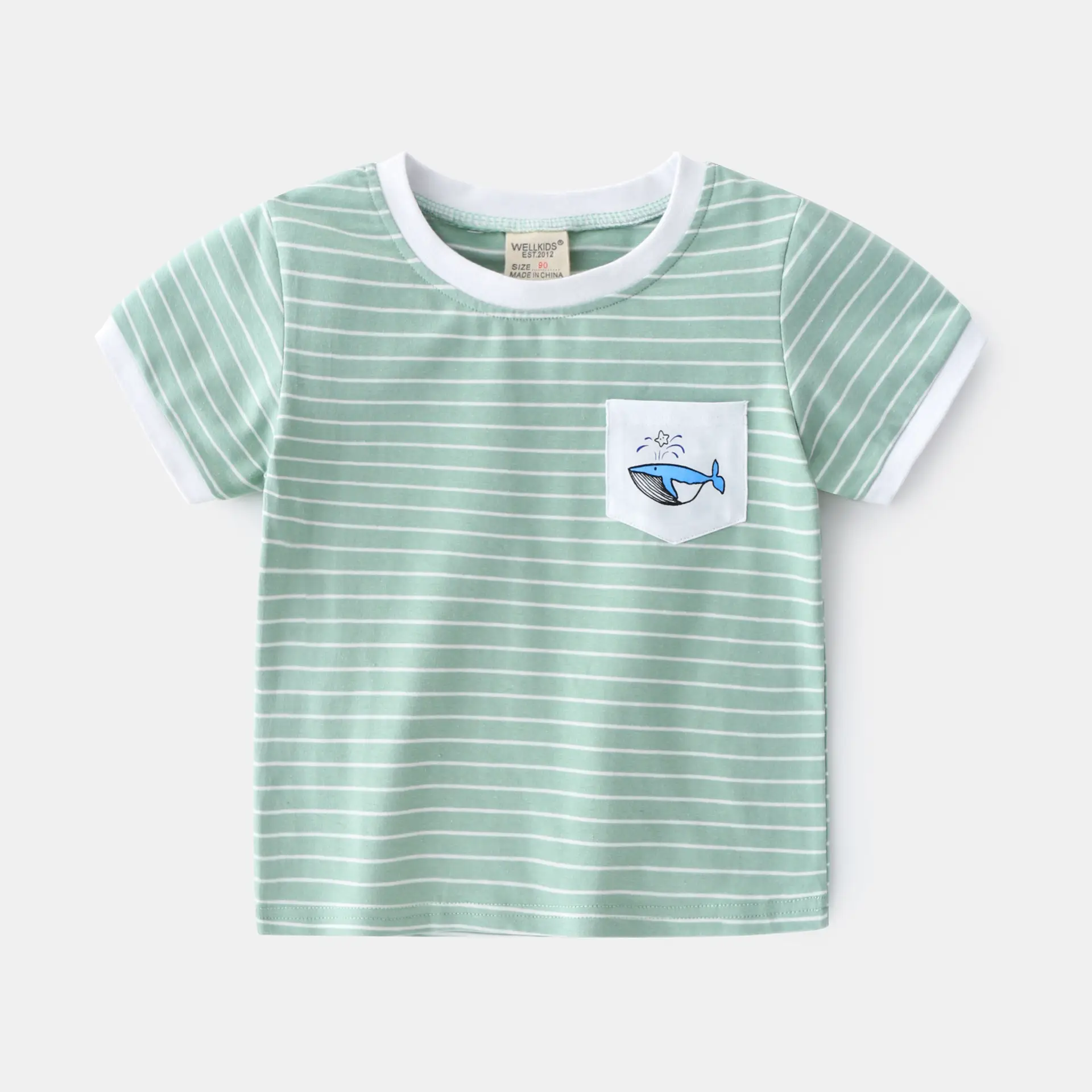 Boys Striped T-shirt Red White Striped Summer Wear - Image 2