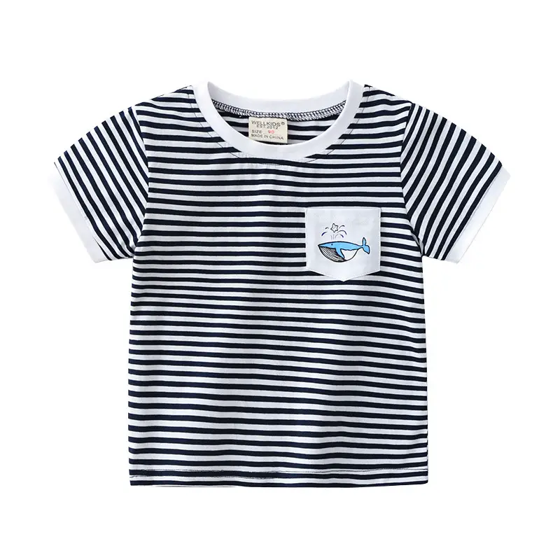 Boys Striped T-shirt Red White Striped Summer Wear - Image 6