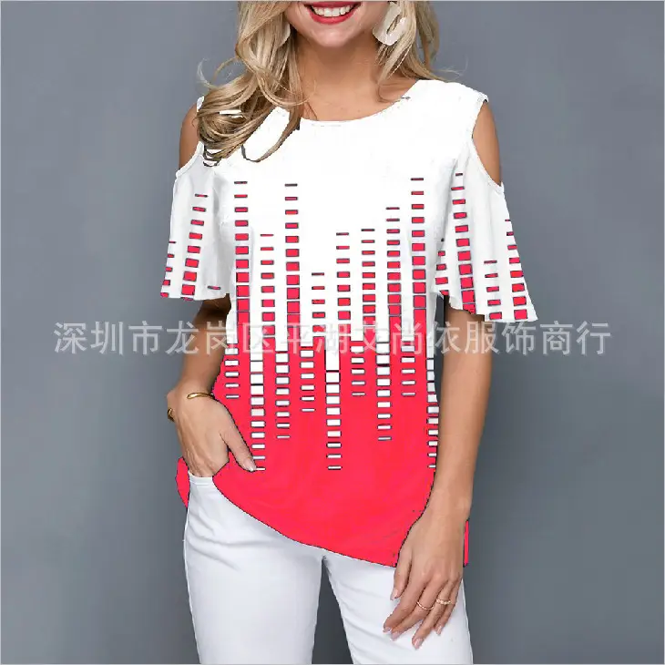2020 Printed Off-Shoulder T-Shirt 30 Color - Image 31