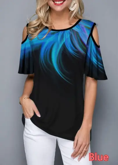 2020 Printed Off-Shoulder T-Shirt 30 Color - Image 10