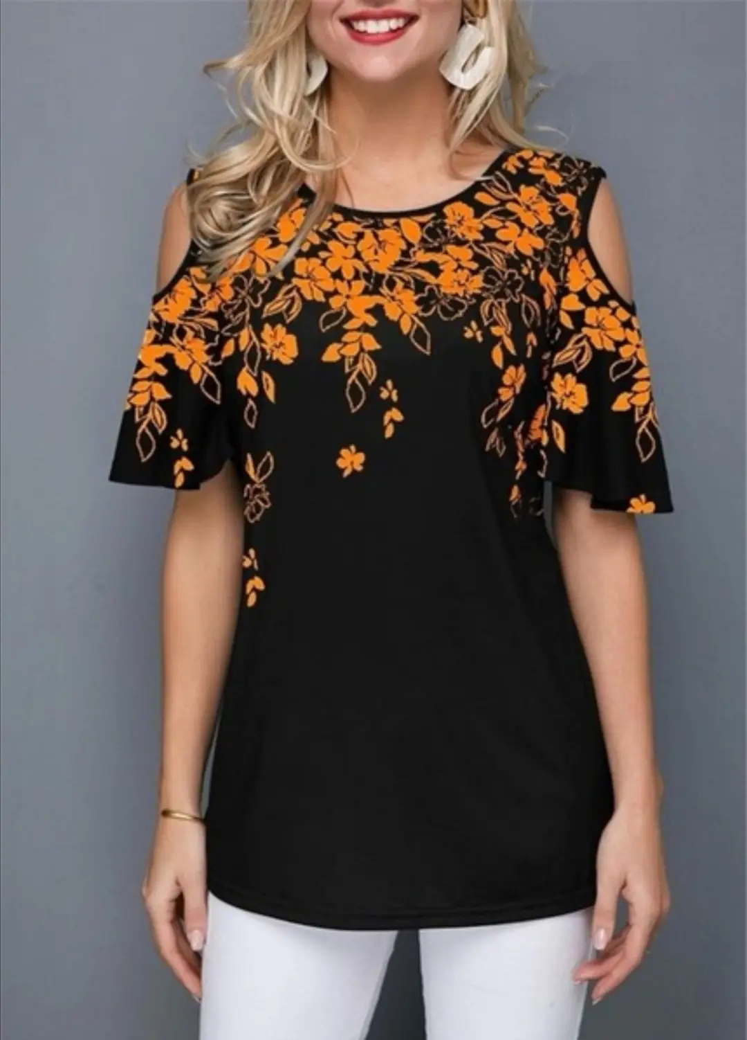 2020 Printed Off-Shoulder T-Shirt 30 Color - Image 15