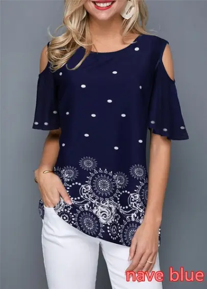2020 Printed Off-Shoulder T-Shirt 30 Color - Image 18