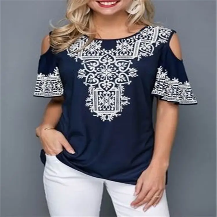 2020 Printed Off-Shoulder T-Shirt 30 Color - Image 27