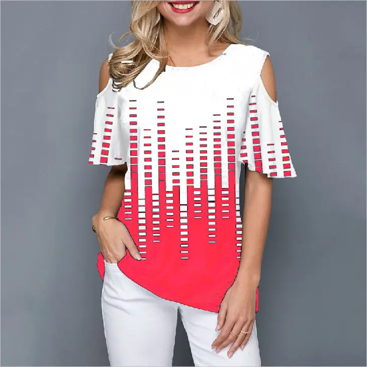 2020 Printed Off-Shoulder T-Shirt 30 Color - Image 3