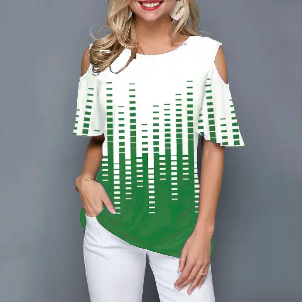 2020 Printed Off-Shoulder T-Shirt 30 Color - Image 4