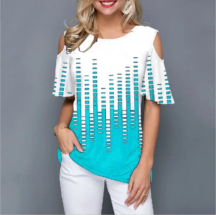 2020 Printed Off-Shoulder T-Shirt 30 Color - Image 5