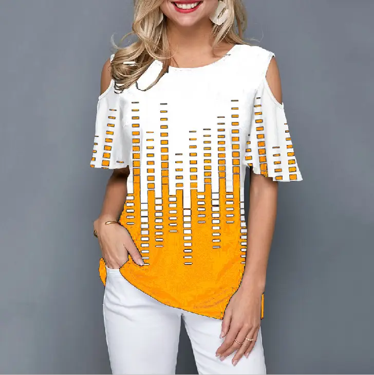 2020 Printed Off-Shoulder T-Shirt 30 Color - Image 6