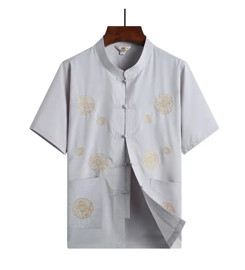 Red Tang Suit for Men Elderly Linen Casual Set — feature 24