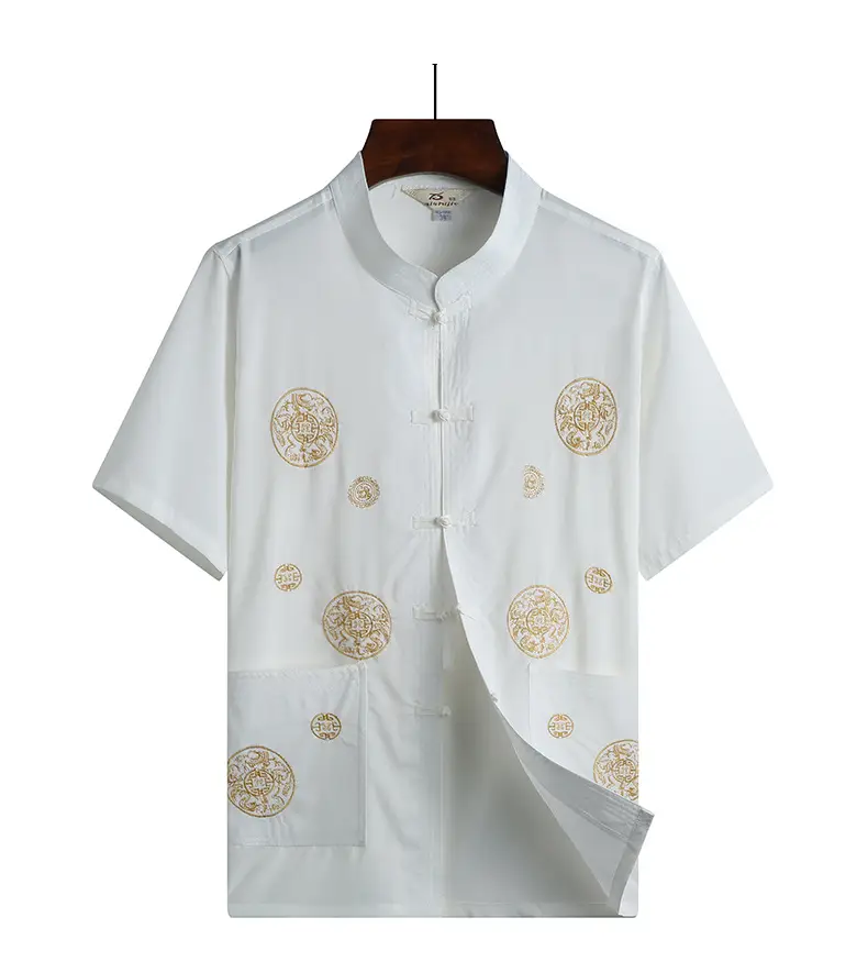 Red Tang Suit for Men Elderly Linen Casual Set — feature 26