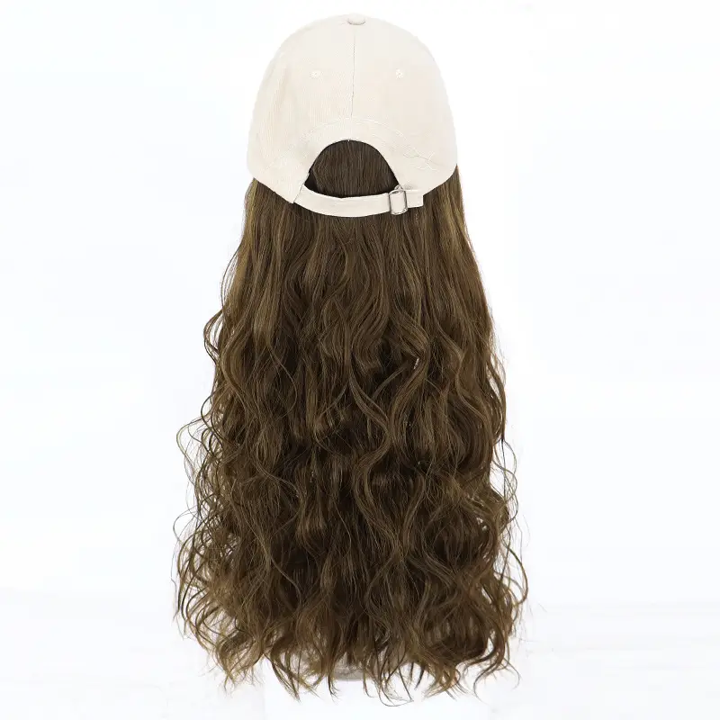 Korean Style Long Curly Hair Wig with Baseball Cap - Image 5