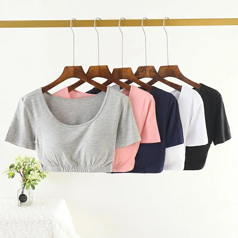 Women's Pink Yoga Top No Underwire Round Neck - Image 6