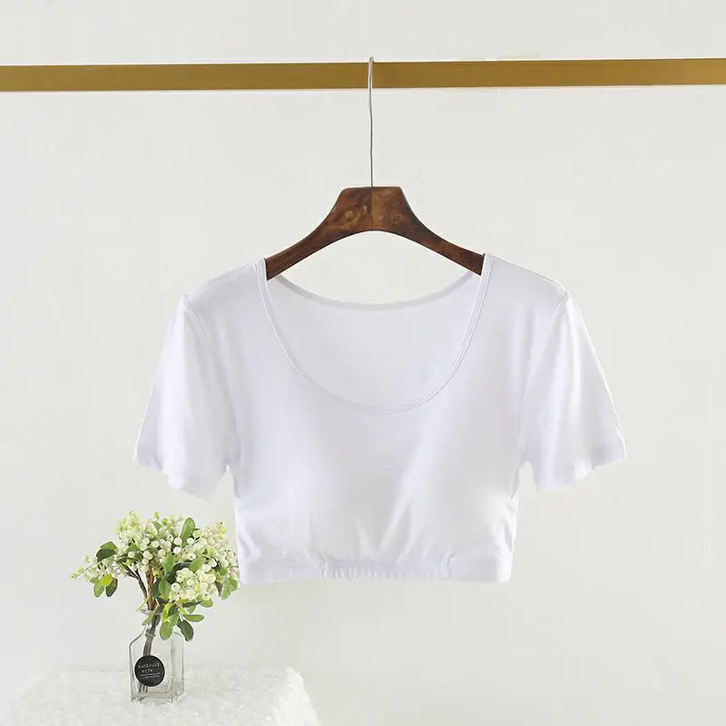 Women's Pink Yoga Top No Underwire Round Neck - Image 9