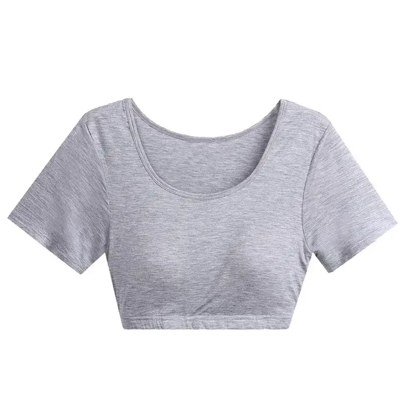 Women's Pink Yoga Top No Underwire Round Neck - Image 10