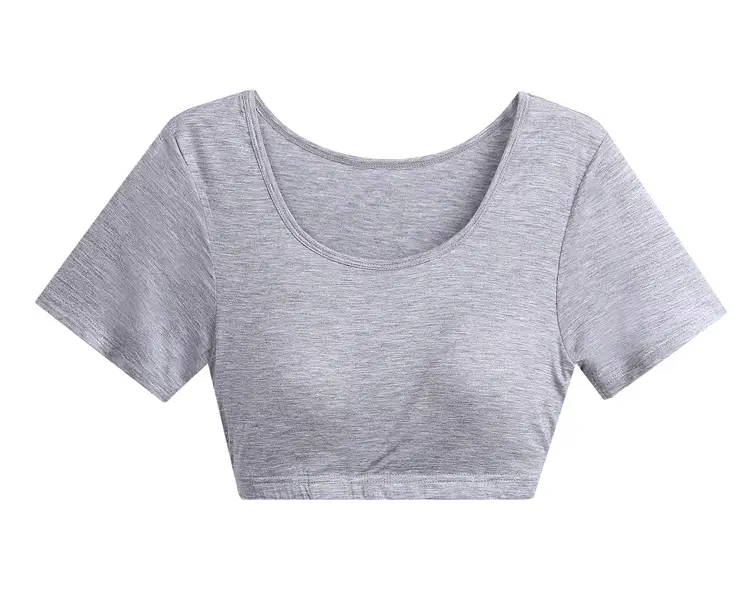 Women's Pink Yoga Top No Underwire Round Neck - Image 2