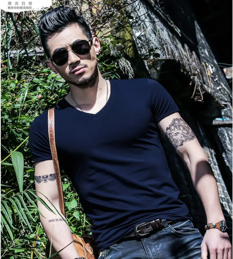 20 Men V-Neck Slim Fit T-Shirt Set - Image 15