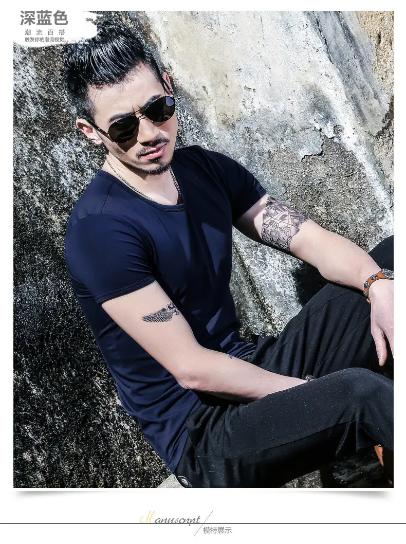 20 Men V-Neck Slim Fit T-Shirt Set - Image 19