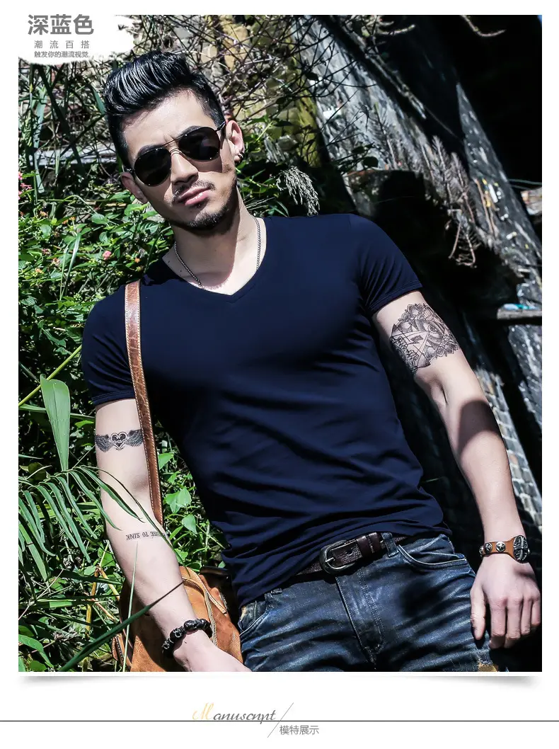 20 Men V-Neck Slim Fit T-Shirt Set - Image 9