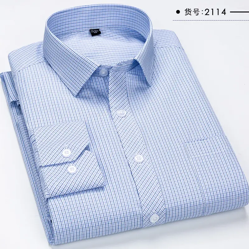 Blue Checkered Button-Down Shirt for Men Large - Image 7
