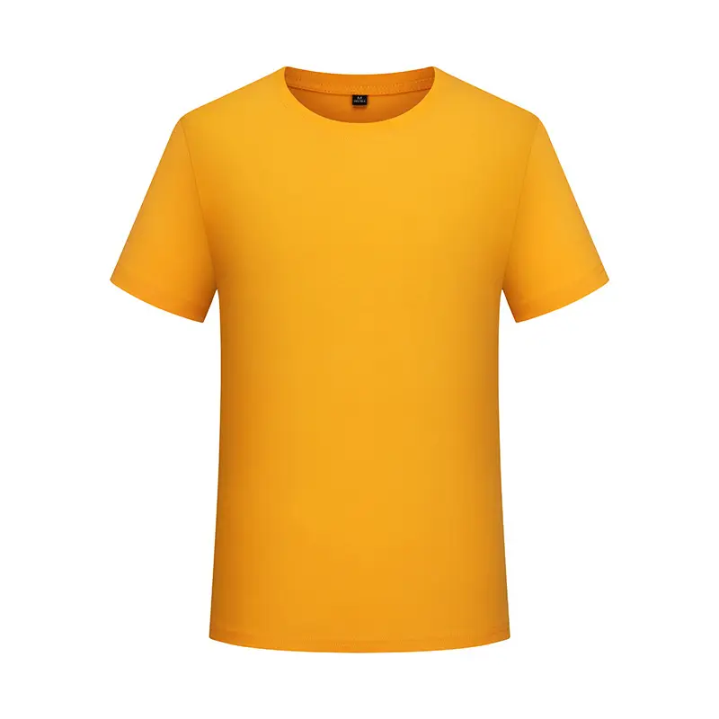 Men Cotton Round Neck T-Shirt Yellow Short Sleeve