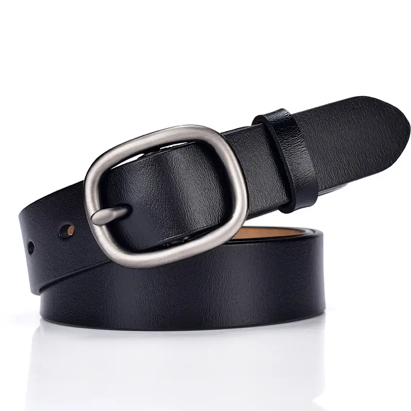New Women's Black Leather Belt with Gold Buckle - Image 11