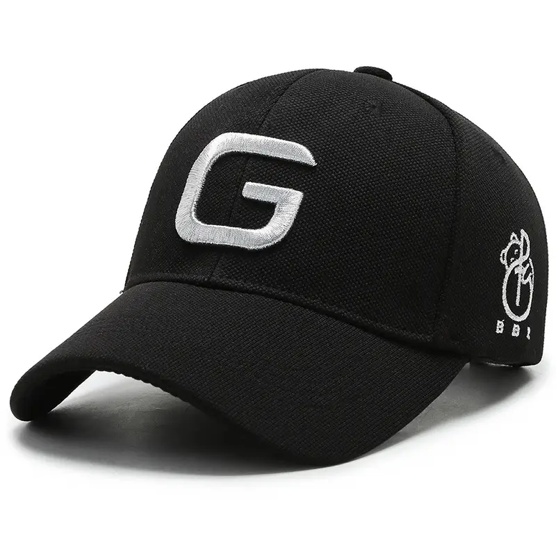Black Big G Embroidered Baseball Cap with Sunshade - Image 5
