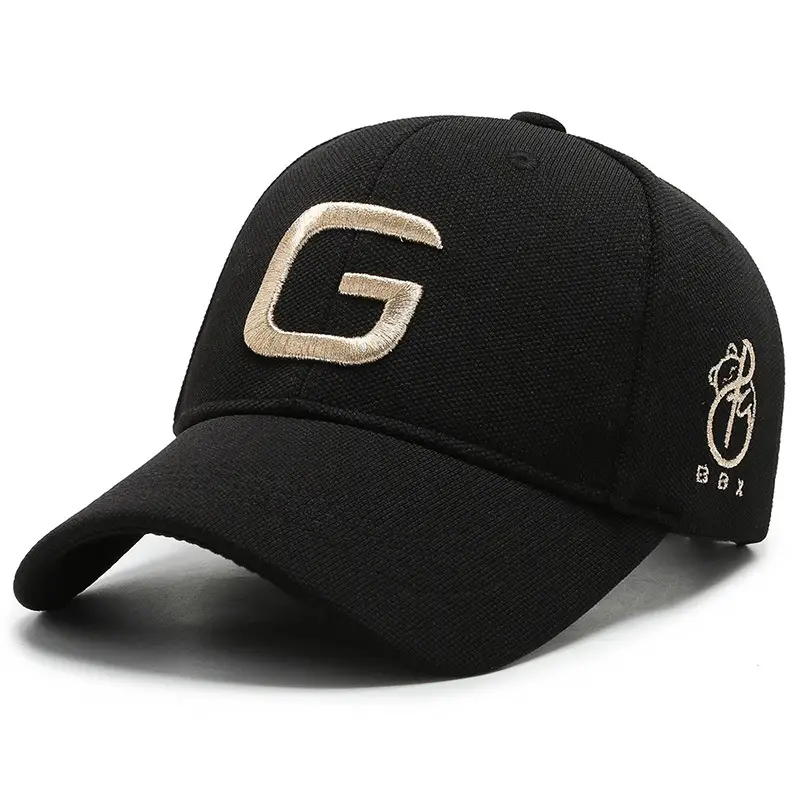 Black Big G Embroidered Baseball Cap with Sunshade - Image 3