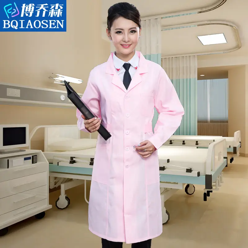Pink Long Sleeve Work Coat for Men Women Lab Protective Coverall - Image 2