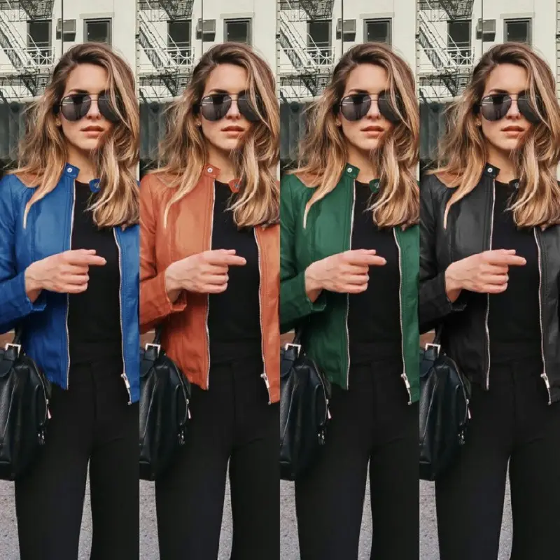 Women's Leather Pu Jacket Autumn Winter Fashion Suit